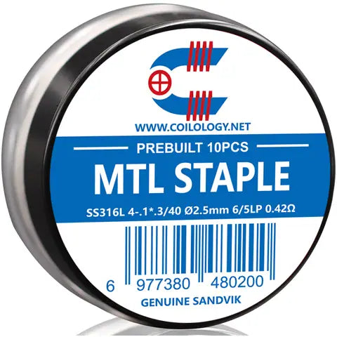 Coilology Prebuilt Sandvik MTL Staple Coils SS 0.42ohm