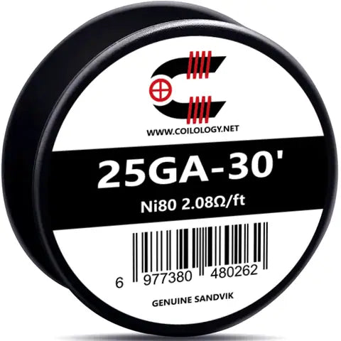 Coilology Sandvik Round Wire 30ft Spools Ni80 25GA