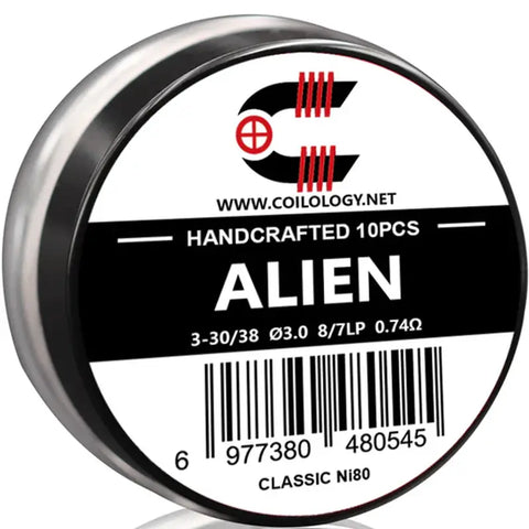 Coilology Handcrafted Coils Alien 3-30 38 8 Wrap Ni80 0.74Ω 3.0mm ID