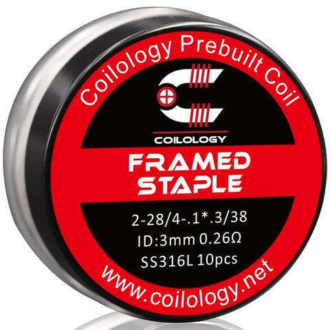 Coilology Prebuilt Performance Coils | Framed Staple 2-28 4-.1*.3 38 0.26ohm SS 3mm ID