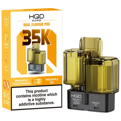 HQD Glow Air 35K Prefilled Replacement Pods Pineapple Peach Mango & Pineapple Ice