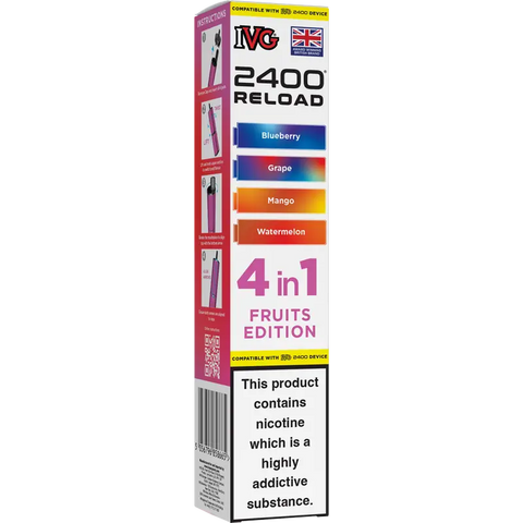 IVG 2400 Reload 4-in-1 Multi Flavour Prefilled Vape Pods Fruits Edition