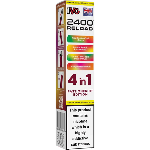 IVG 2400 Reload 4-in-1 Multi Flavour Prefilled Vape Pods Passionfruit Edition