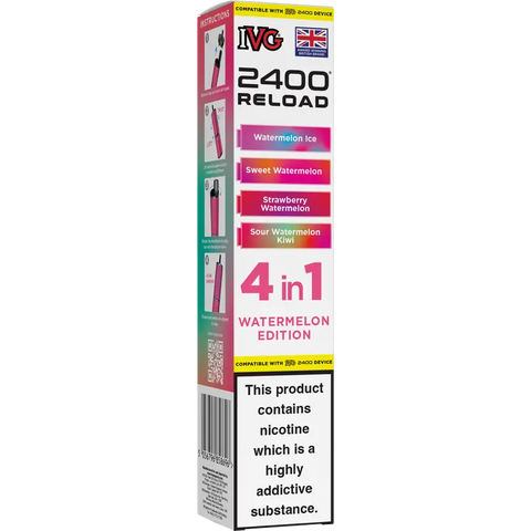 IVG 2400 Reload 4-in-1 Multi Flavour Prefilled Vape Pods Watermelon Edition