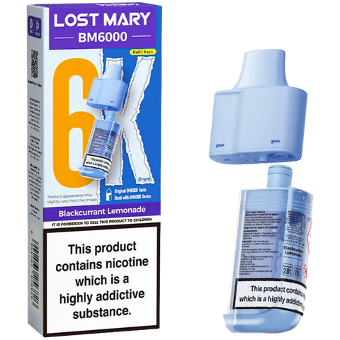 Lost Mary BM6000 Prefilled Pods + Refill Container Blackcurrant Lemonade