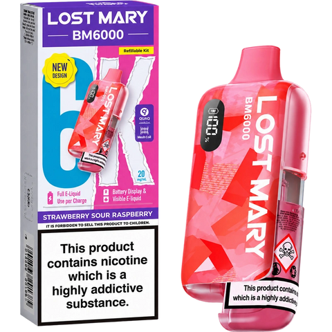 Lost Mary BM6000 Prefilled Pod Vape Kit Strawberry Sour Raspberry