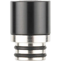 510 metal base black coloured drip tip on clear background