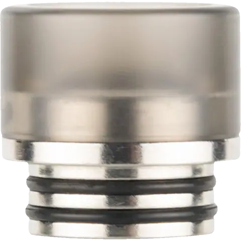 810 metal base smoked coloured drip tip on clear background