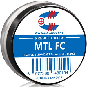 Coilology Prebuilt Sandvik MTL Fused Clapton Coils SS316L 0.49 Ohm