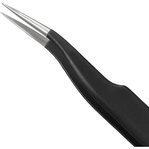 diy black metal tweezers curved style on white background