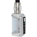 geekvape aegis legend 3 silver vape kit on clear background