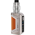 geekvape aegis legend 3 titanium gray vape kit on clear background