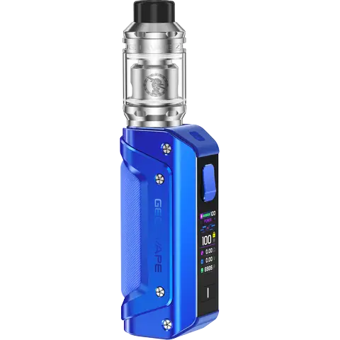 geekvape aegis solo 3 vape kit blue on clear background