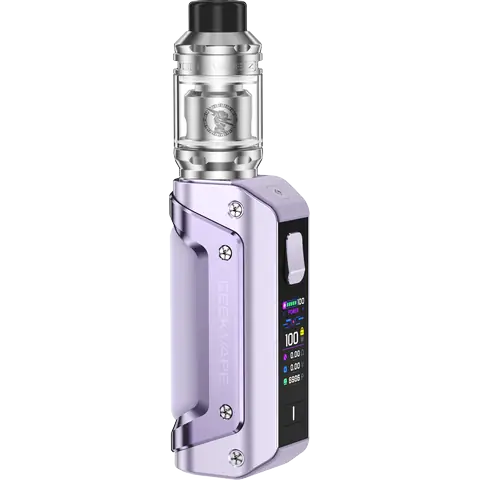 geekvape aegis solo 3 vape kit purple on clear background