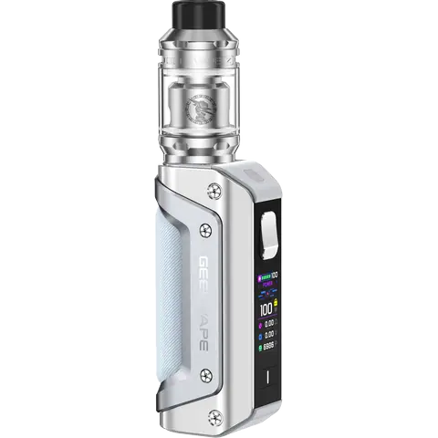 geekvape aegis solo 3 vape kit silver on clear background