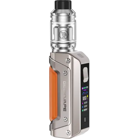 geekvape aegis solo 3 vape kit titanium grey on clear background