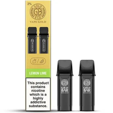 gold bar reloaded prefilled pods flavour lemon lime on white background