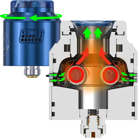 Hellvape Drop Dead 2 RDA Airflow on clear background