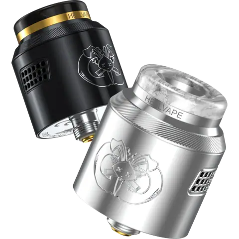 Hellvape Drop Dead 2 RDA Black & Sliver on clear background