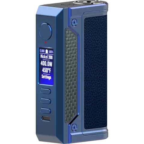 lve therion ii dna250c box mod blue front on clear background