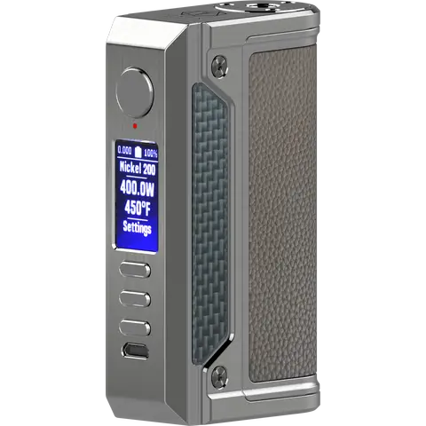 lve therion ii dna250c box mod silver front on clear background