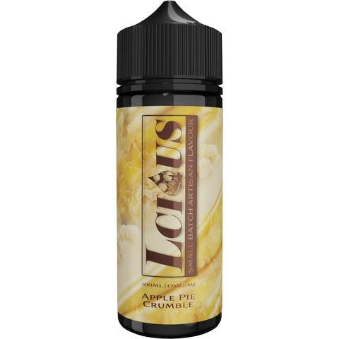 lcoius apple pie crumble 100ml shortfill on clear background