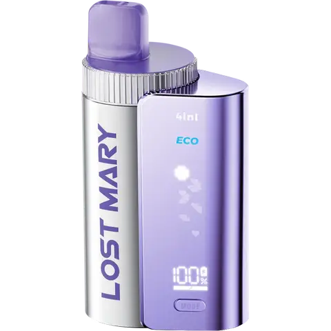 lost mary 4 in 1 prefilled pod vape kit berry edition on clear background