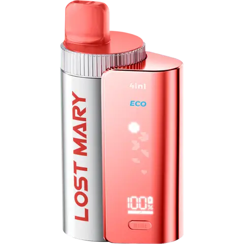 lost mary 4 in 1 prefilled pod vape kit cherry ice on clear background