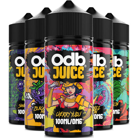 ODB Juice 100ml bottles on white background