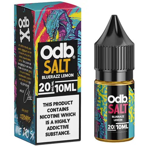 ODB Salts bluerazz lemon bottle and box on white background