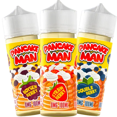 pancake man 100ml bottles on a clear background