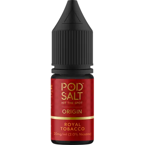 Pod Salt Origin 10ml Nic Salts Royal Tobacco Flavour On Clear Background