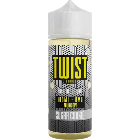 twist 100ml sugar cookie vape juice bottle on a clear background