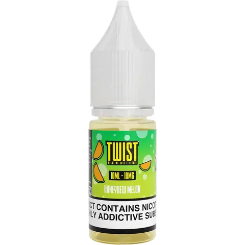 twist 10ml honeydew melon nic salts 10mg bottle on a clear background