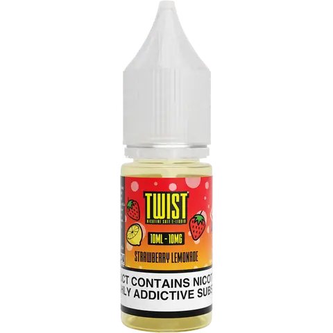 twist 10ml strawberry lemonade nic salts 10mg bottle on a clear background