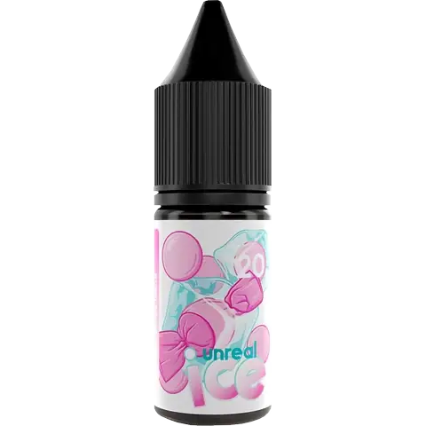 unreal ice 10ml nic salt bottle bubblegum ice of vape juice on a clear background