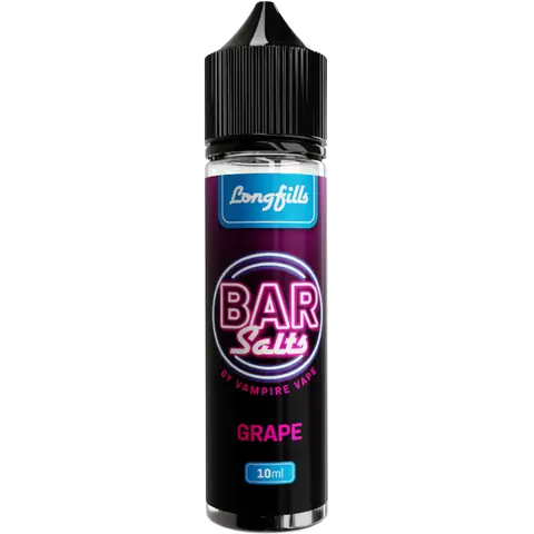 vampire vape bar salts grape longfill bottle on clear background