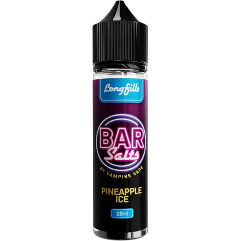 vampire vape bar salts pineapple ice longfill bottle on clear background