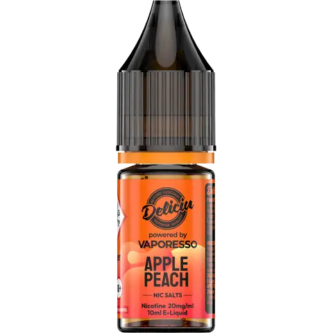 Apple & Pear 20mg - A 20mg bottle of Vaporesso Deliciu V2 Nic Salt in Apple & Pear flavour, displayed on a clear background.