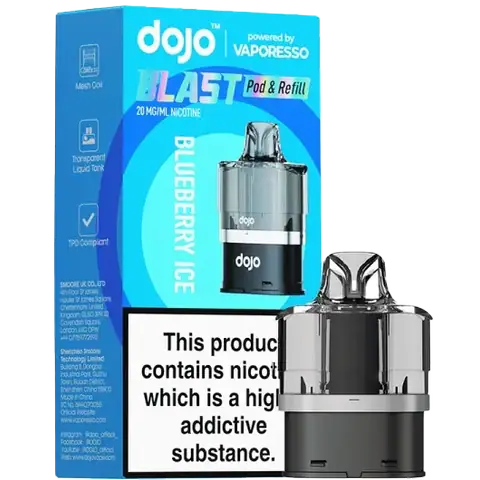 vaporesso dojo blast 6000 replacement pod flavour blueberry ice on clear background