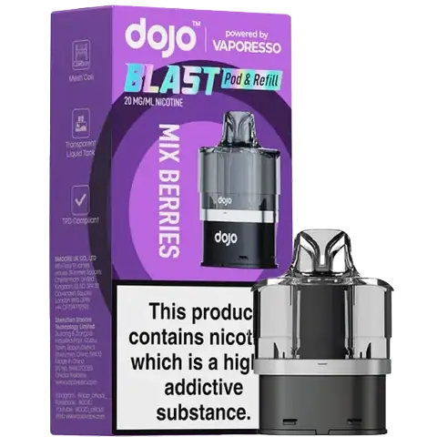 vaporesso dojo blast 6000 replacement pod flavour mix berries on clear background