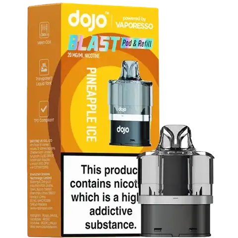 vaporesso dojo blast 6000 replacement pod flavour pineapple ice on clear background