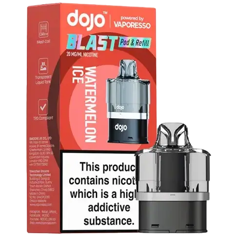 vaporesso dojo blast 6000 replacement pod flavour watermelon ice on clear background