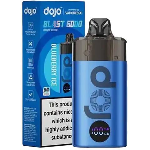 vaporesso dojo blast 6000 device blueberry ice on clear background