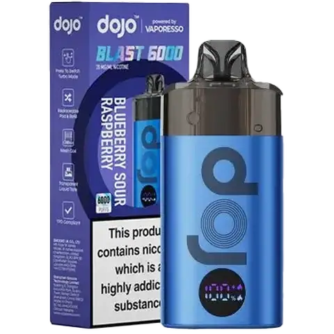 vaporesso dojo blast 6000 device blueberry sour raspberry on clear background