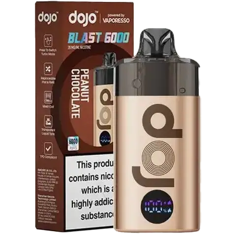 vaporesso dojo blast 6000 device peanut chocolate on clear background