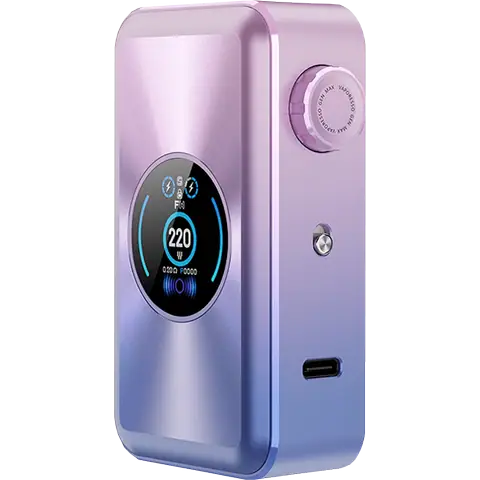 vapoesso gen max box mod colour gradient purple on clear background