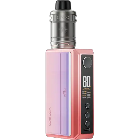 voopoo drag 5 vape mod kit sakura pink on clear background