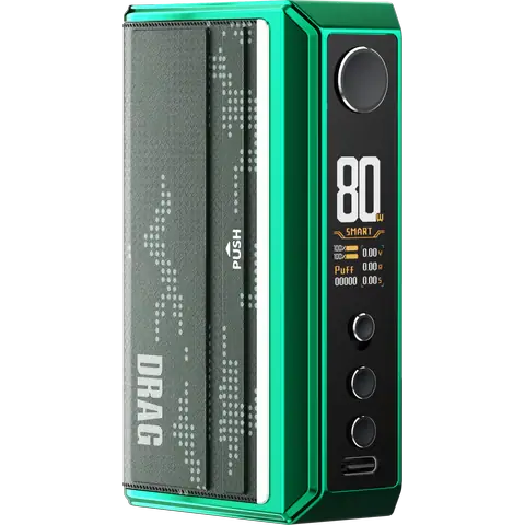 voopoo drag 5 box mod green on white background