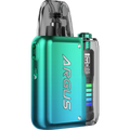 voopoo argus p2 neon blue vape pod on clear background